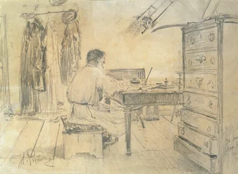 Leo Tolstoi (1818-1910) in seinem Arbeitszimmer, 1891
